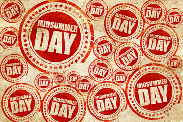 Obraz premium midsummer day, red stamp on a grunge paper texture