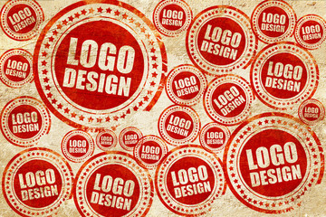 Obraz premium logo design, red stamp on a grunge paper texture