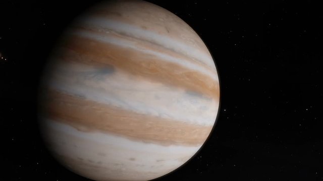 Timelapse animation showing the rotation of planet Jupiter and its moons.
