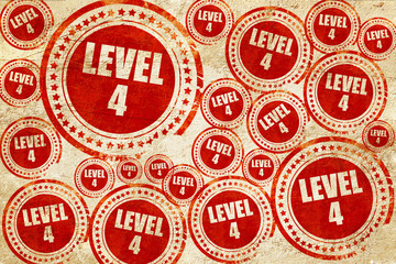 level 4, red stamp on a grunge paper texture