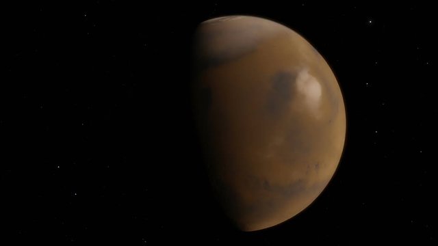 Fast timelapse animation showing planet Mars with sun transit
