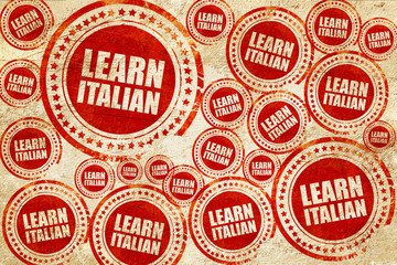 Obraz premium learn italian, red stamp on a grunge paper texture