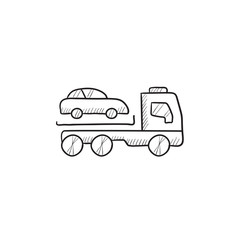 Car towing truck sketch icon.