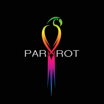 Vector image of a parrot design on black background.