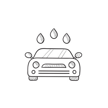Car wash sketch icon.