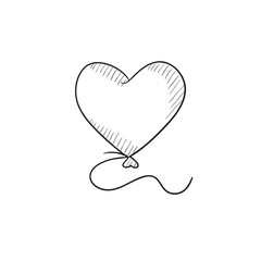 Heart balloon sketch icon