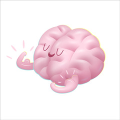 Champion the brain showing it s biceps cartoon illustration - train your brain series. Part of the Brain collection.
