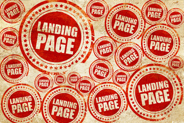 landing page, red stamp on a grunge paper texture