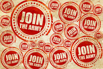join the army, red stamp on a grunge paper texture