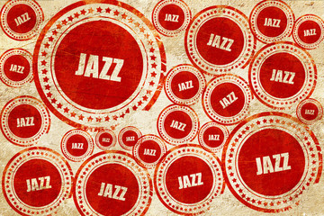 jazz music, red stamp on a grunge paper texture
