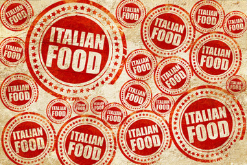 italian food, red stamp on a grunge paper texture