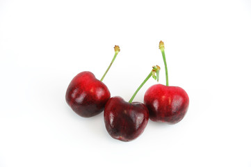 fresh cherries isolated on white background