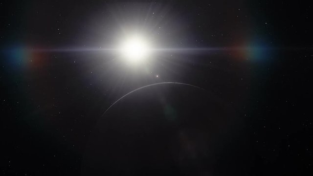 Moon timelpase animation showing the sunrise and planet Earth transit
