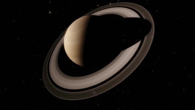 Planet Saturn timelapse animation showing the transit of 53 moons
