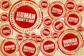 human right's day, red stamp on a grunge paper texture