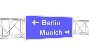 3dl illustration of a road sign with directions