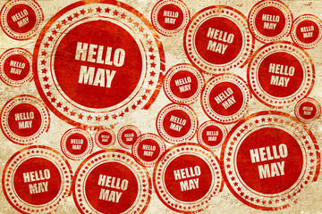 hello may, red stamp on a grunge paper texture