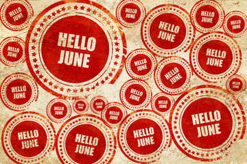 hello june, red stamp on a grunge paper texture