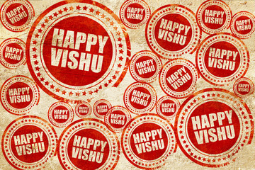 happy vishu, red stamp on a grunge paper texture