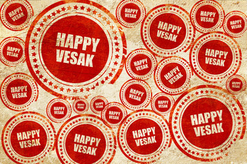happy vesak, red stamp on a grunge paper texture