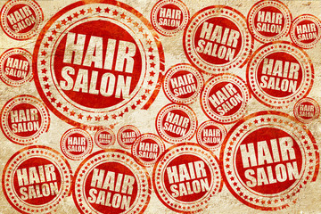 hair salon, red stamp on a grunge paper texture