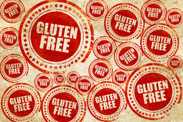 Fototapeta na wymiar gluten free, red stamp on a grunge paper texture