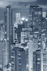 highrise buildings in Hong Kong city at night