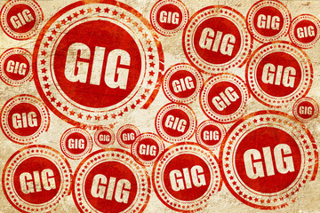gig, red stamp on a grunge paper texture