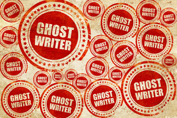 ghost writer, red stamp on a grunge paper texture