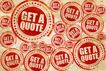 get a quote, red stamp on a grunge paper texture