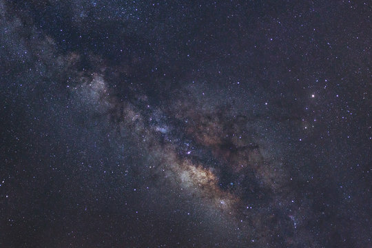 Milky Way galaxy, Long exposure photograph, with grain.