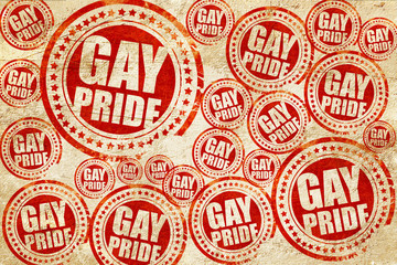 gay pride, red stamp on a grunge paper texture