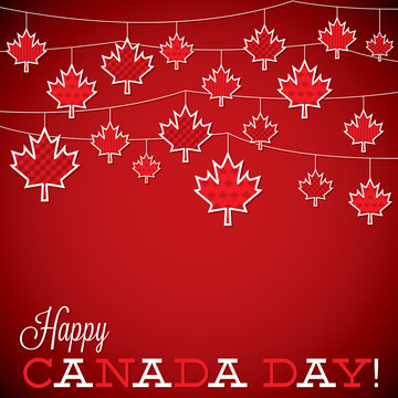 String of leaves Canada Day card in vector format.