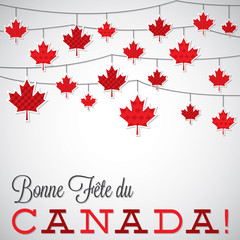 String of leaves Canada Day card in vector format.