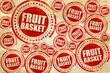 Obraz premium fruit basket, red stamp on a grunge paper texture