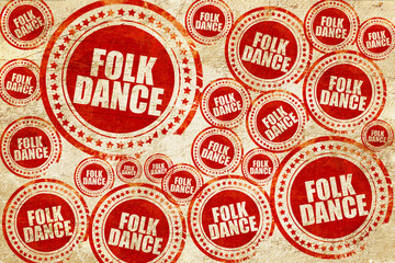 folk dance, red stamp on a grunge paper texture