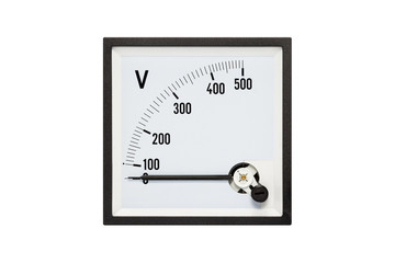 Analog Voltmters isolated on white background.( With clipping path.)