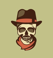 Skull in hat gangster