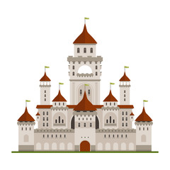 Obraz premium Royal family castle with guard walls, main palace