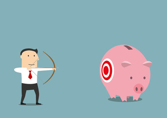 Businessman hunting for someone elses piggy bank