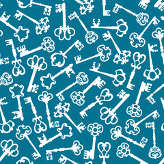 Medieval vintage keys seamless pattern
