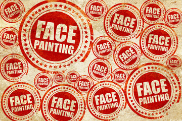 face painting, red stamp on a grunge paper texture