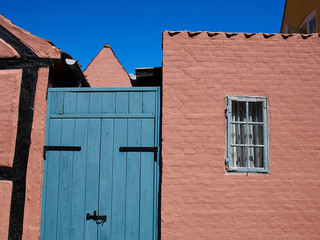 Bright colors traditional painted wooden door