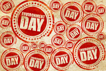 environment day, red stamp on a grunge paper texture
