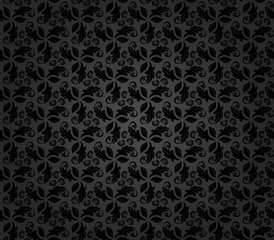 Floral dark ornament. Seamless abstract classic fine pattern