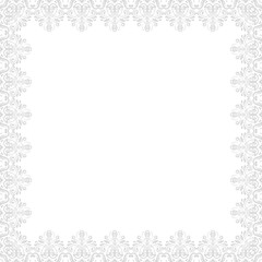 Classic square silver frame with arabesques and orient elements. Abstract fine ornament