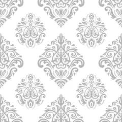 Gordijnen Oriental vector classic pattern. Seamless abstract background with repeating elements. Light silver pattern © Fine Art Studio