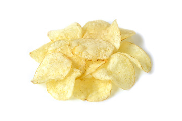 Potato chips on white background - isolated