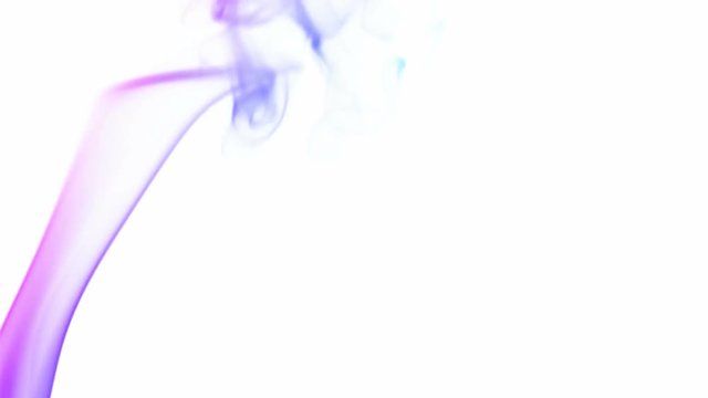 Multicolored smoke on a completely white background