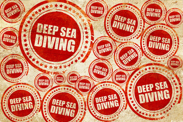 Obraz premium deep sea diving, red stamp on a grunge paper texture